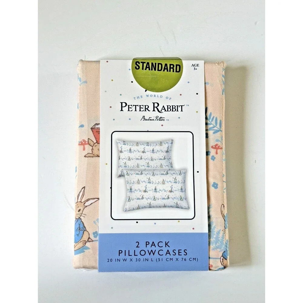 The World Of Peter Rabbit Beatrix Potter Set of 2 Yellow Standard Pillowcases